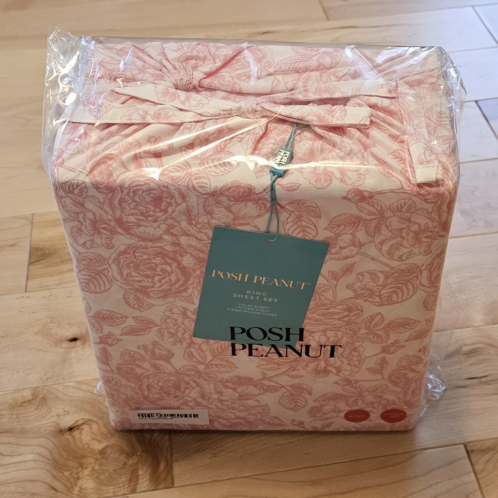 Posh Peanut Martina Pink Floral King 4-piece Bedding Set